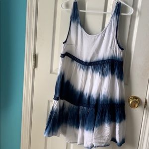white & blue tie dye dress